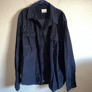 Mutual Weave Shirt Corduroy Cabin Rugged Lumberjack Pockets Button XL Blue